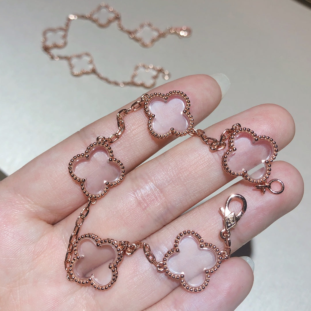 [Lumi]New CLOVER 5 MOTIF ROCK CRYSTAL BRACELET
