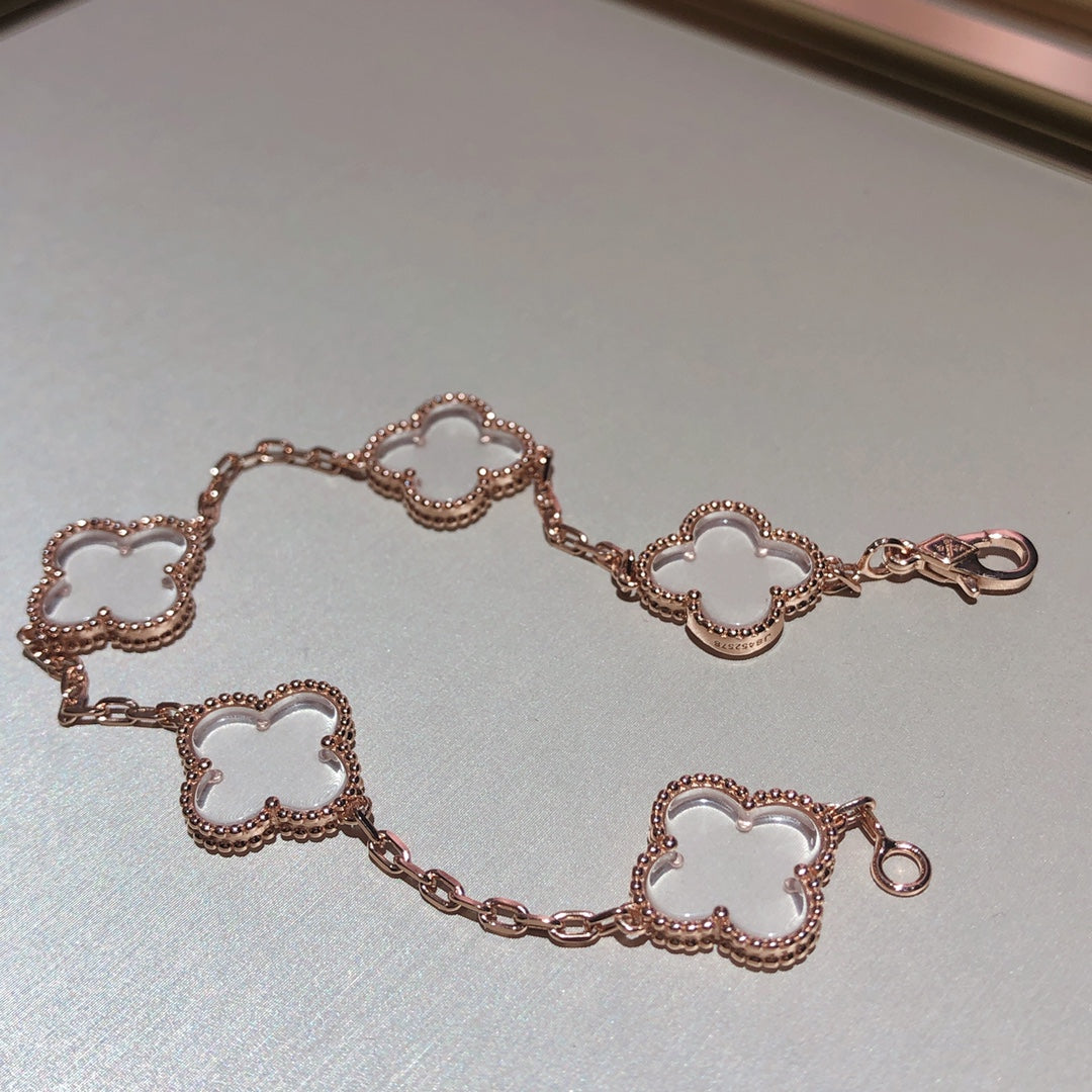 [Lumi]New CLOVER 5 MOTIF ROCK CRYSTAL BRACELET