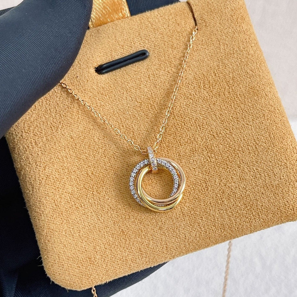 ¡®Lumi¡¯TRINITY NECKLACE SILVER GOLD PINK GOLD DIAMONDS