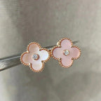 ¡®Lumi¡¯CLOVER MEDIUM 1 MOTIFS  PINK MOP DIAMOND EARRINGS