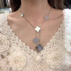 ¡®Lumi¡¯CLOVER MOP CHALCEDONY NECKLACE SILVER 6 MOTIF