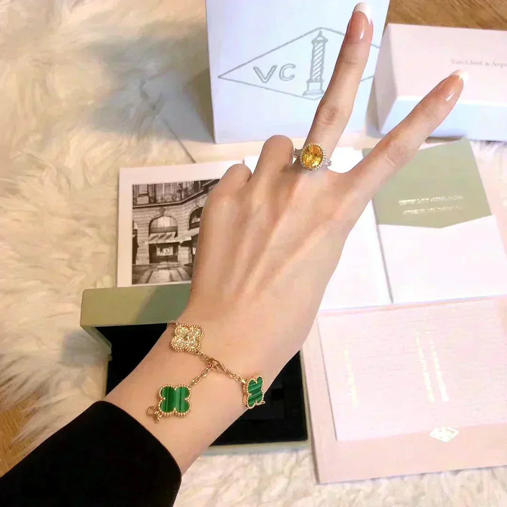 [Lumi]New  CLOVER 5 MOTIF MALACHITE BRACELET COLLECTION