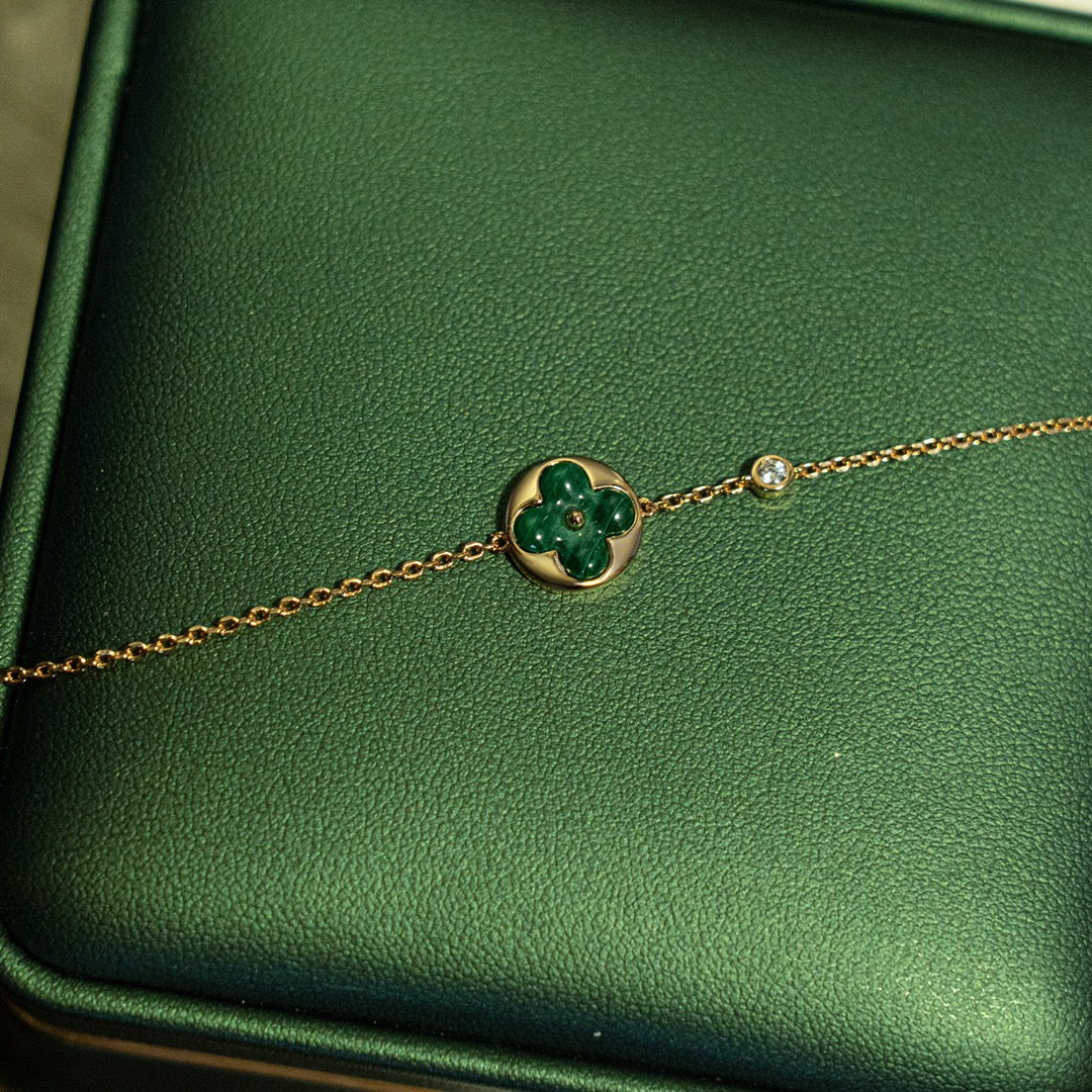 ¡®Lumi¡¯SUN MALACHITE 1 DIAMOND PINK GOLD BRACELET