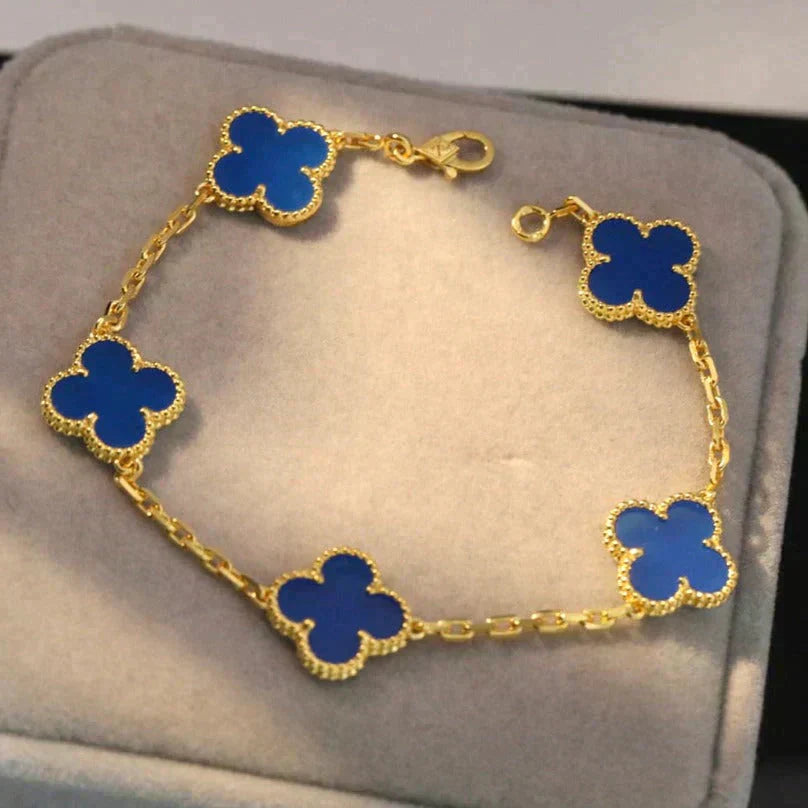 [Lumi]New  CLOVER 5 MOTIF BLUE AGATE BRACELET COLLECTION