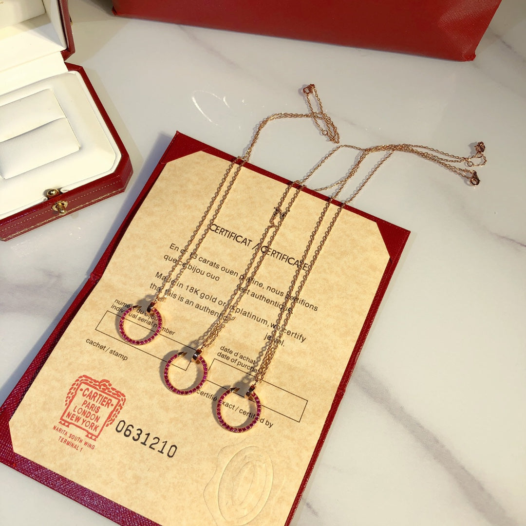 ¡®Lumi¡¯JUSTE NECKLACE GOLD RED DIAMONDS