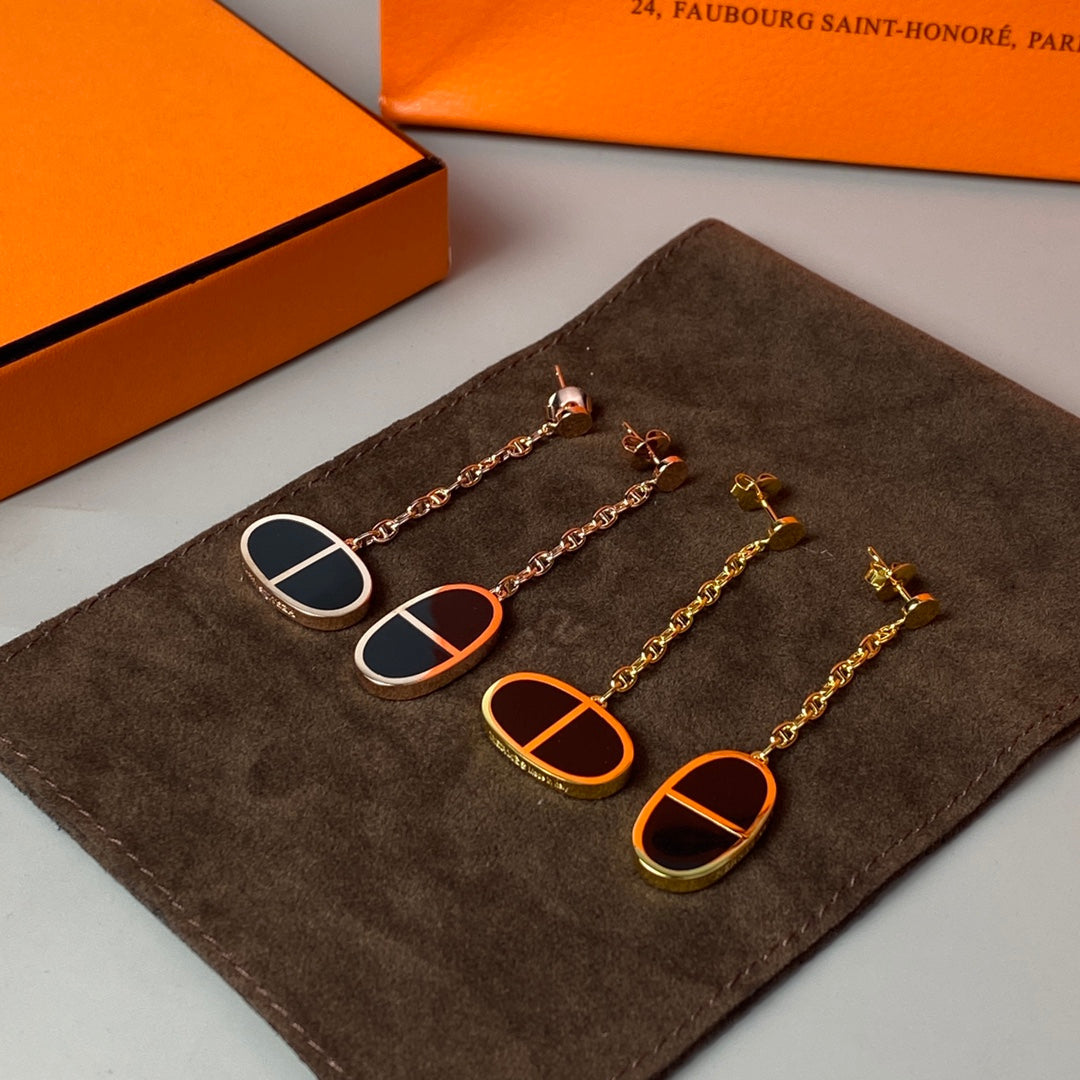 ¡®Lumi¡¯CHAINE VERSO BLACK CERAMIC EARRINGS