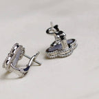 ¡®Lumi¡¯CLOVER MEDIUM 1 MOTIFS  WHITE MOP EARRINGS SILVER