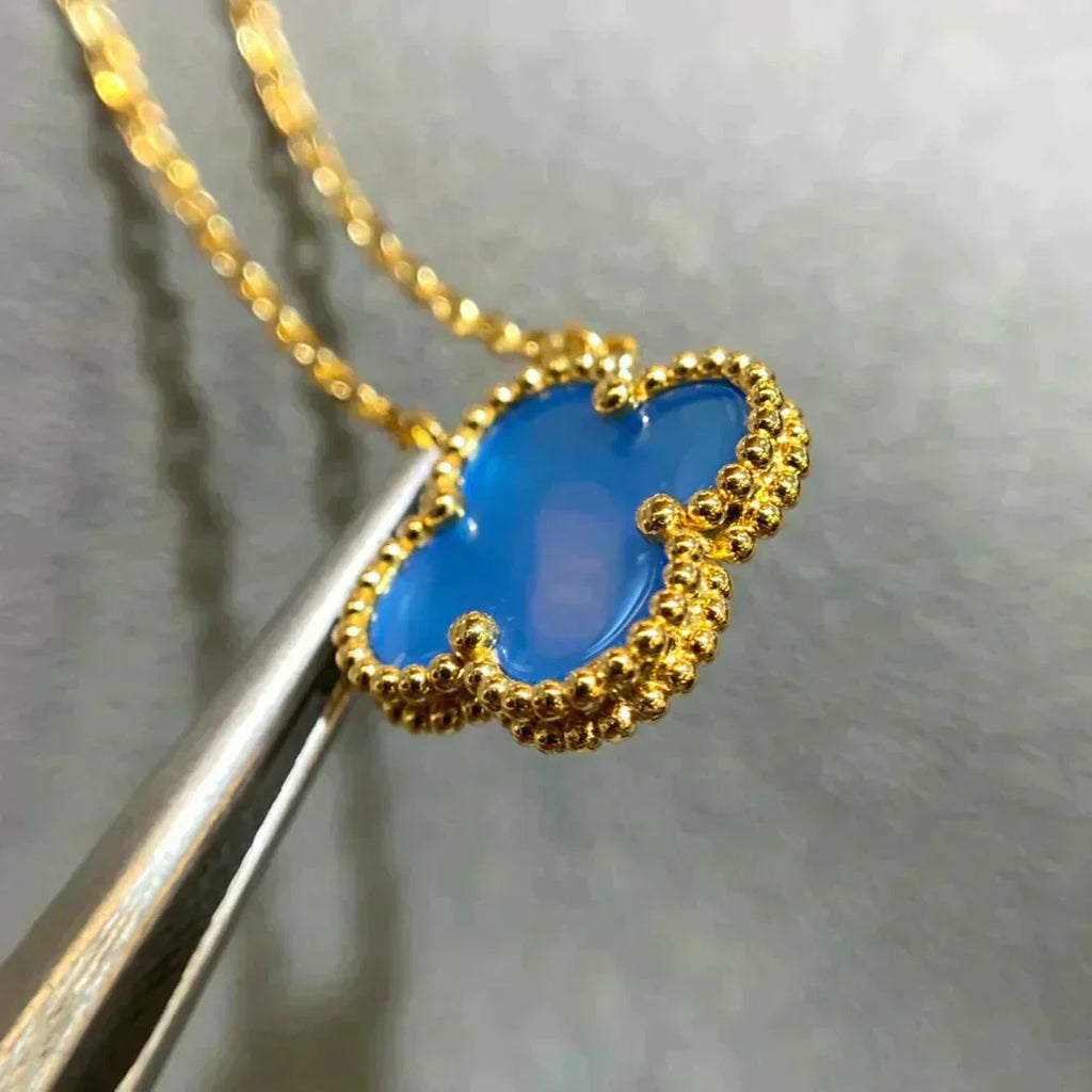 ¡®Lumi¡¯CLOVER 15MM BLUE AGATE NECKLACE