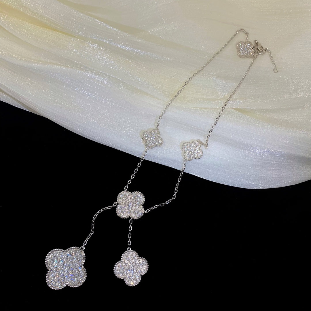 ¡®Lumi¡¯CLOVER 5 MOTIFS SILVER DIAMONDS NECKLACE