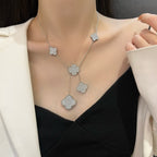 ¡®Lumi¡¯CLOVER 5 MOTIFS SILVER DIAMONDS NECKLACE