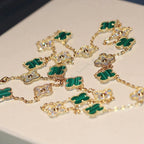 ¡®Lumi¡¯CLOVER 20 MOTIFS MALACHITE DIAMOND NECKLACE