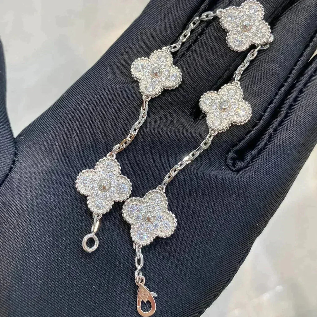 [Lumi]New  CLOVER 5 MOTIF FULL DIAMOND BRACELET COLLECTION