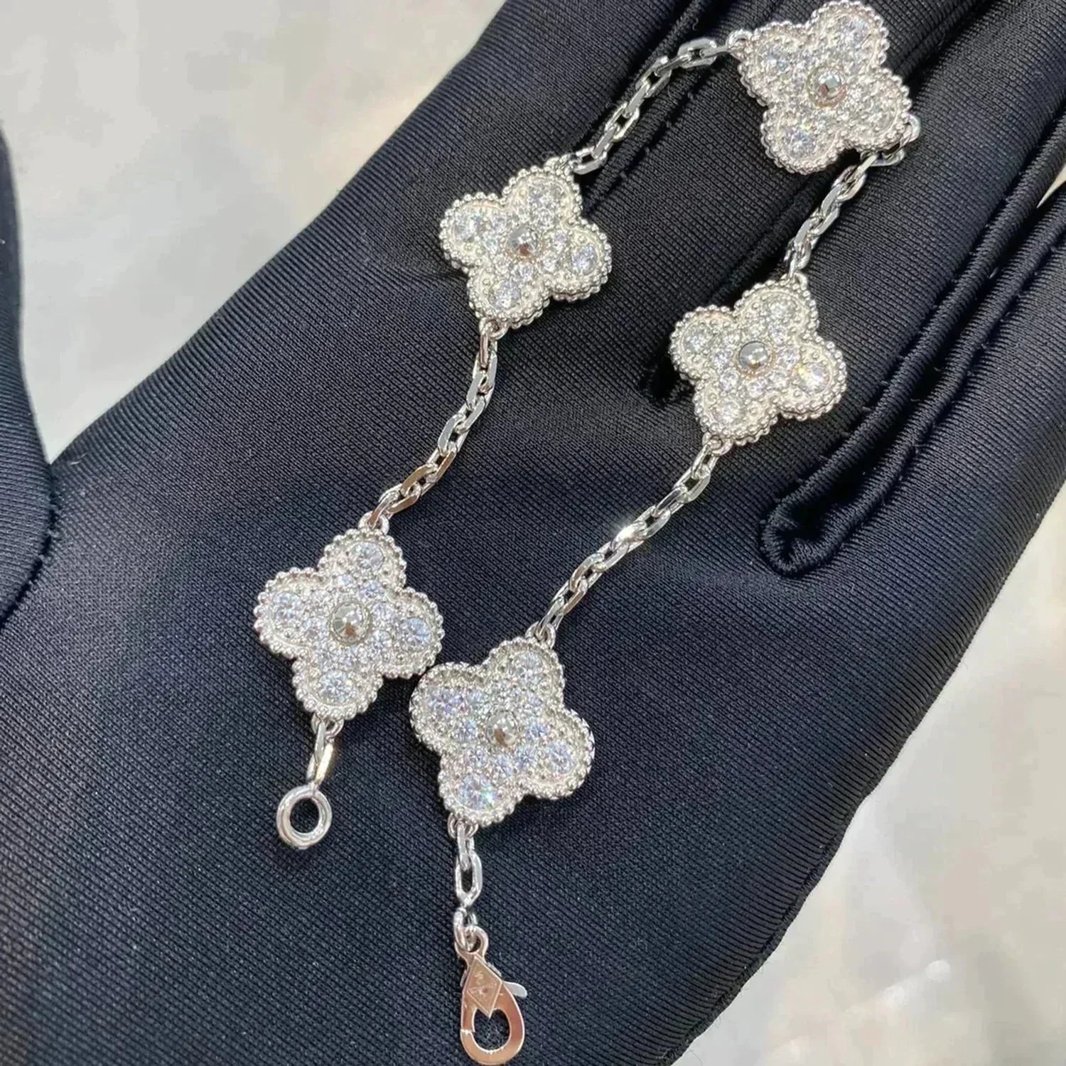 [Lumi]New  CLOVER 5 MOTIF FULL DIAMOND BRACELET COLLECTION