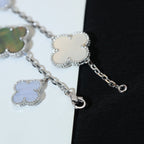 ¡®Lumi¡¯CLOVER BRACELET 5 MOTIFS MOP CHALCEDONY SILVER