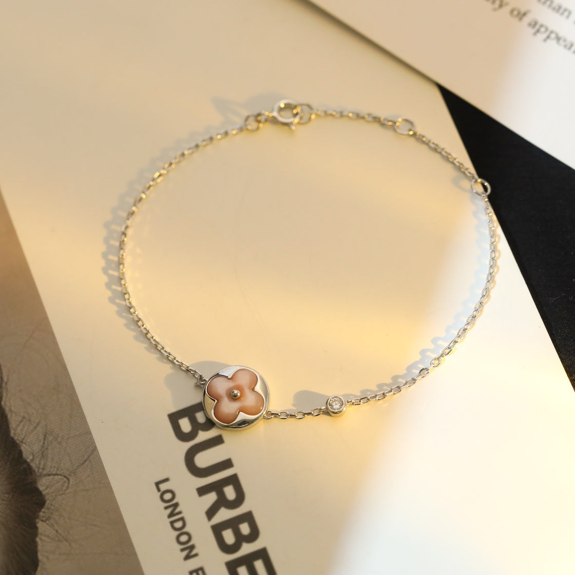 ¡®Lumi¡¯SUN MOTIF PINK MOP SILVER BRACELET