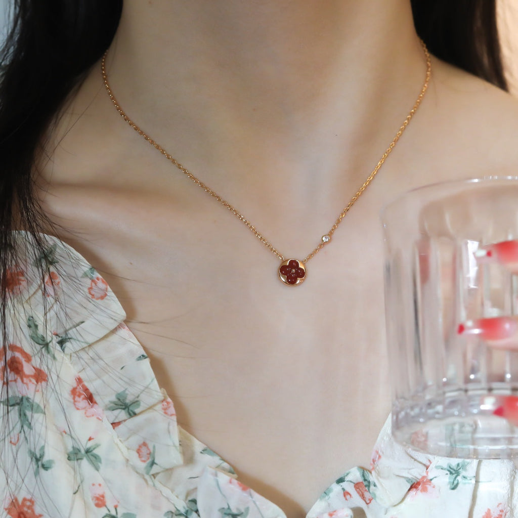 ¡®Lumi¡¯SUN PEDANT PINK GOLD 1 DIAMOND NECKLACE
