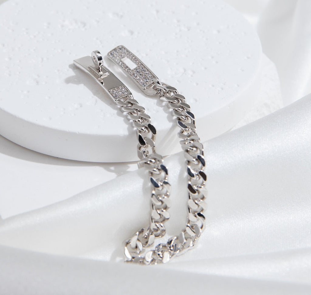 ¡®Lumi¡¯KELLY CHAIN SILVER DIAMOND BRACELET