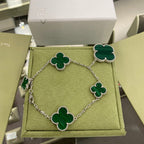 ¡®Lumi¡¯CLOVER 5 MOTIFS SIVLER MALACHITE BRACELET