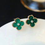 ¡®Lumi¡¯CLOVER MEDIUM 1 MOTIFS MALACHITE DIAMOND EARRINGS
