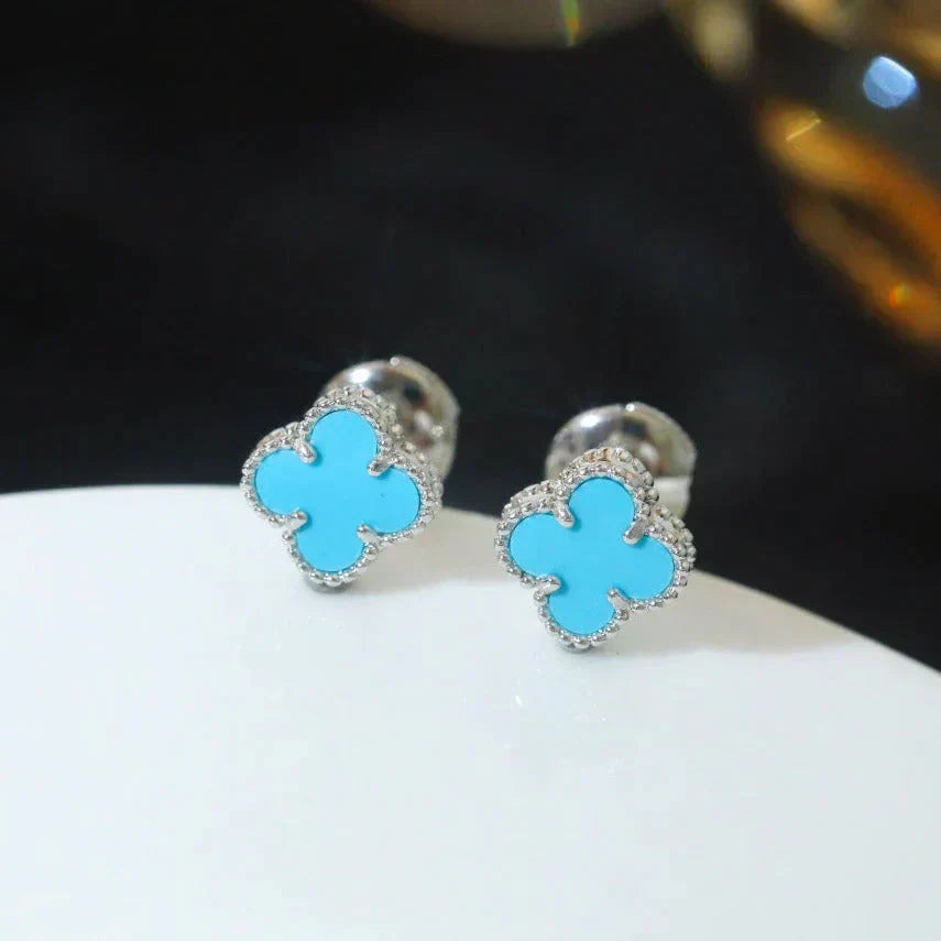 ¡®Lumi¡¯CLOVER MINI 9.5MM ONYX STUD EARRINGS SILVER