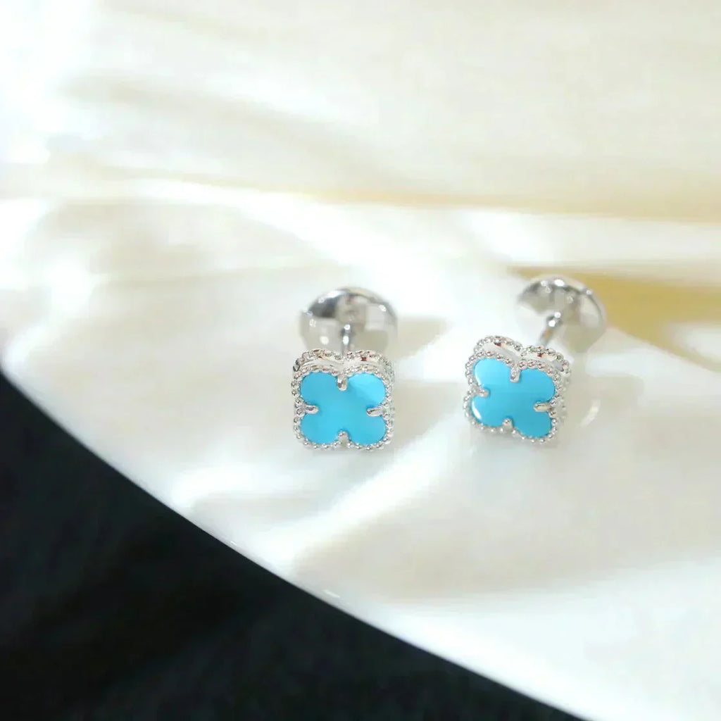 ¡®Lumi¡¯CLOVER MINI 9.5MM ONYX STUD EARRINGS SILVER