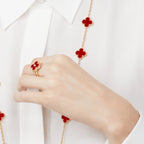 ¡®Lumi¡¯CLOVER CARNELIAN RING ROSE GOLD DIAMOND