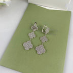 ¡®Lumi¡¯CLOVER 3 MOTIF DIAMOND SILVER DROP EARRINGS