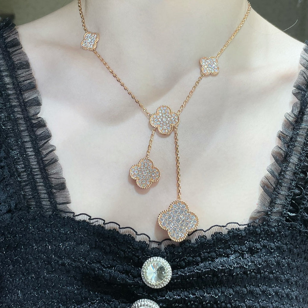 ¡®Lumi¡¯CLOVER 6 MOTIF DIAMOND PAVED NECKLACE
