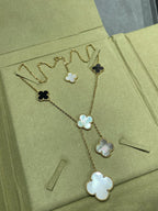 ¡®Lumi¡¯CLOVER 6 MOTIF MOP ONYX GOLD NECKLACE