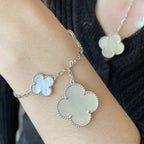 ¡®Lumi¡¯CLOVER 5 MOTIF WHITE MOP SILVER BRACELET