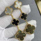 ¡®Lumi¡¯CLOVER 3 MOTIF MOP ONYX DARK MOP PINK GOLD EARRINGS