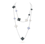 ¡®Lumi¡¯CLOVER 16 MOTIF CHALCEDONY MOP SILVER NECKLACE
