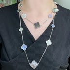 ¡®Lumi¡¯CLOVER 16 MOTIF CHALCEDONY MOP SILVER NECKLACE