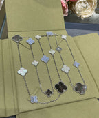 ¡®Lumi¡¯CLOVER 16 MOTIF CHALCEDONY MOP SILVER NECKLACE