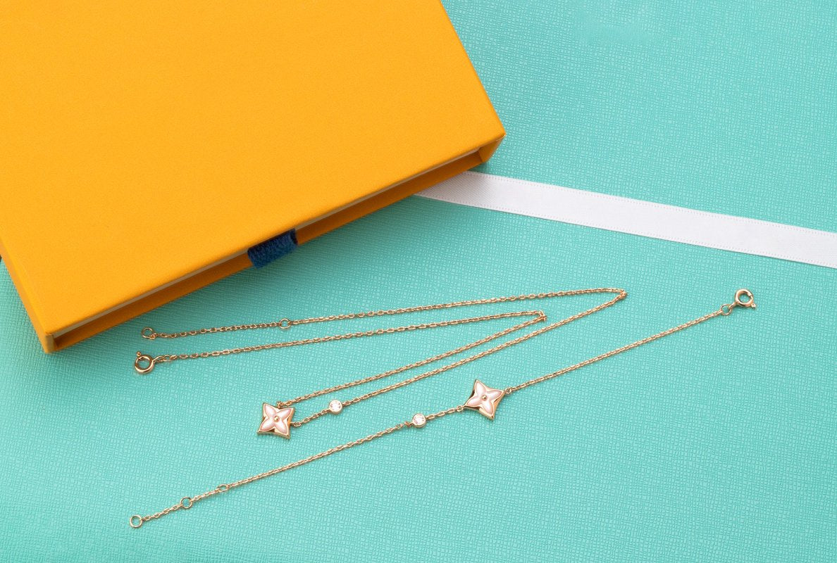 ¡®Lumi¡¯STAR PINK MOP 1 DIAMOND PINK GOLD NECKLACE
