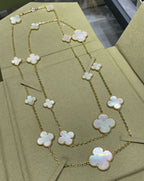 ¡®Lumi¡¯CLOVER 16 MOTIF WHITE MOP GOLD NECKLACE