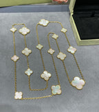 ¡®Lumi¡¯CLOVER 16 MOTIF WHITE MOP GOLD NECKLACE