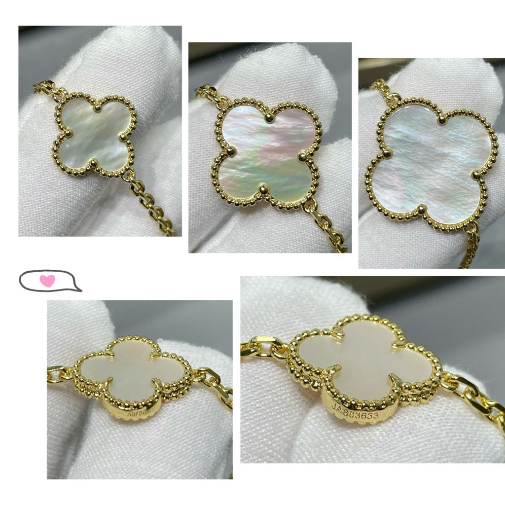 ¡®Lumi¡¯CLOVER 16 MOTIF WHITE MOP GOLD NECKLACE