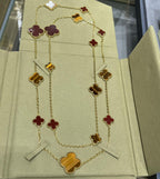 ¡®Lumi¡¯CLOVER 16 MOTIF CARNELIAN TIGER EYE ROSE GOLD NECKLACE