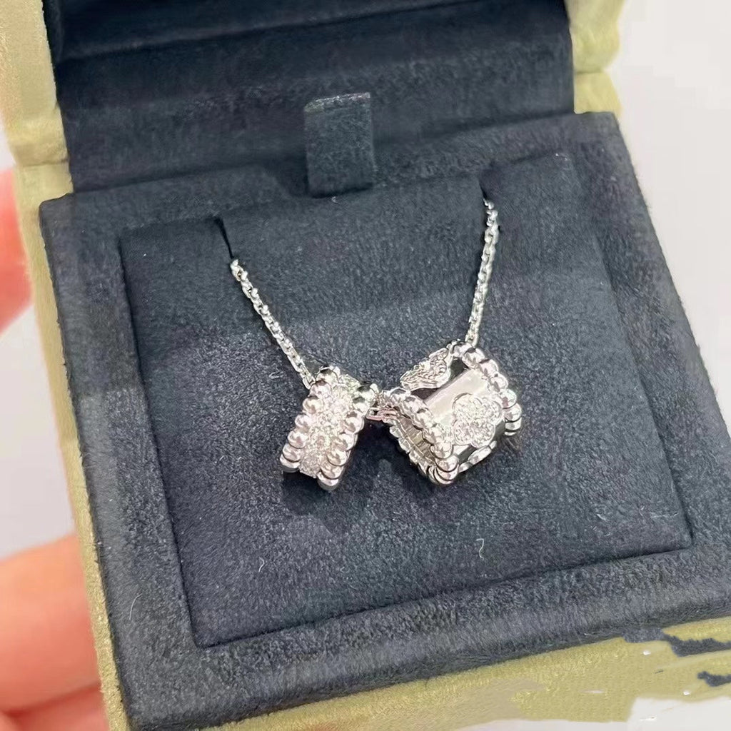 ¡®Lumi¡¯PERLEE DOUBLE PENDANT SILVER DIAMOND NECKLACE