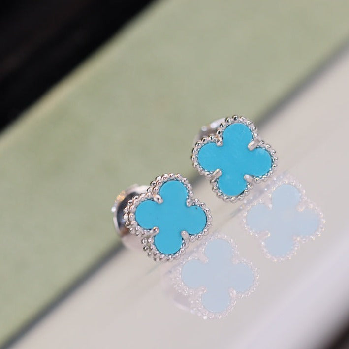 ¡®Lumi¡¯CLOVER MINI TURQUOISE SILVER STUD EARRINGS