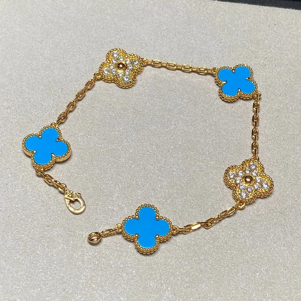 [Lumi]New  CLOVER 5 MOTIF BLUE AGATE BRACELET COLLECTION