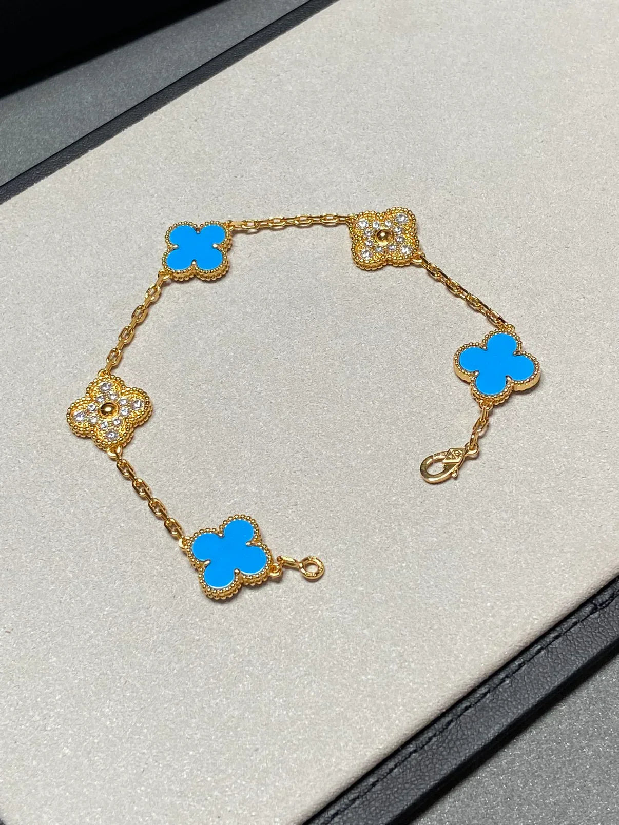 [Lumi]New  CLOVER 5 MOTIF BLUE AGATE BRACELET COLLECTION
