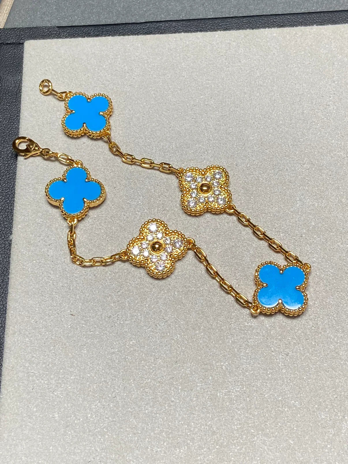 [Lumi]New  CLOVER 5 MOTIF BLUE AGATE BRACELET COLLECTION