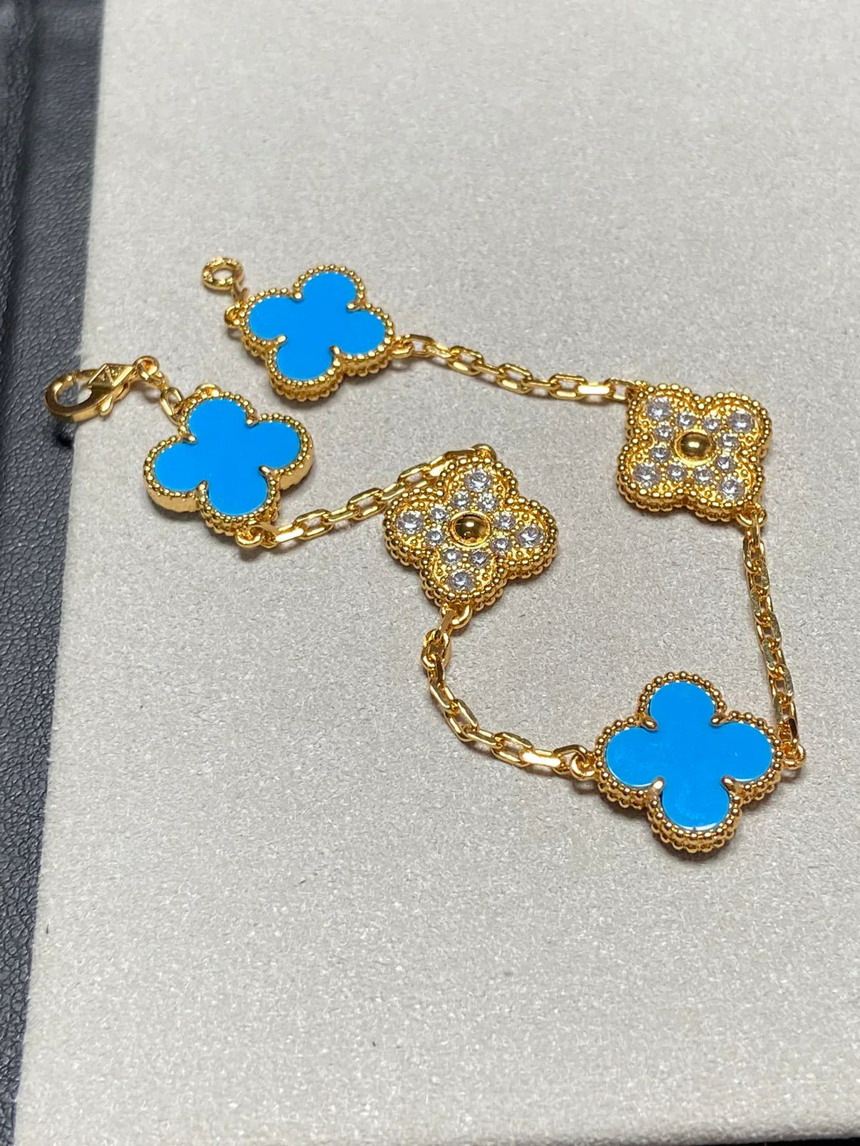 [Lumi jewelry] CLOVER 5 MOTIF BLUE AGATE BRACELET COLLECTION