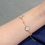 ¡®Lumi¡¯STAR AND SUN 4 MOTIF WHITE MOP PINK GOLD BRACELET