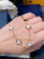 ¡®Lumi¡¯STAR AND SUN 4 MOTIF WHITE MOP PINK GOLD BRACELET