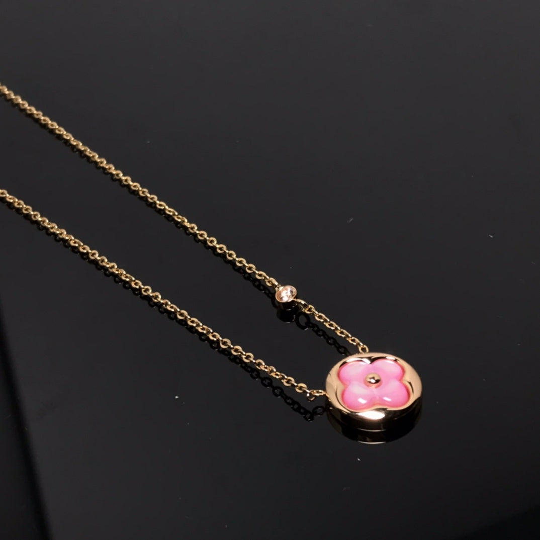 ¡®Lumi¡¯COLOR BLOSSOM PINK MOP SUN GOLD NECKLACE