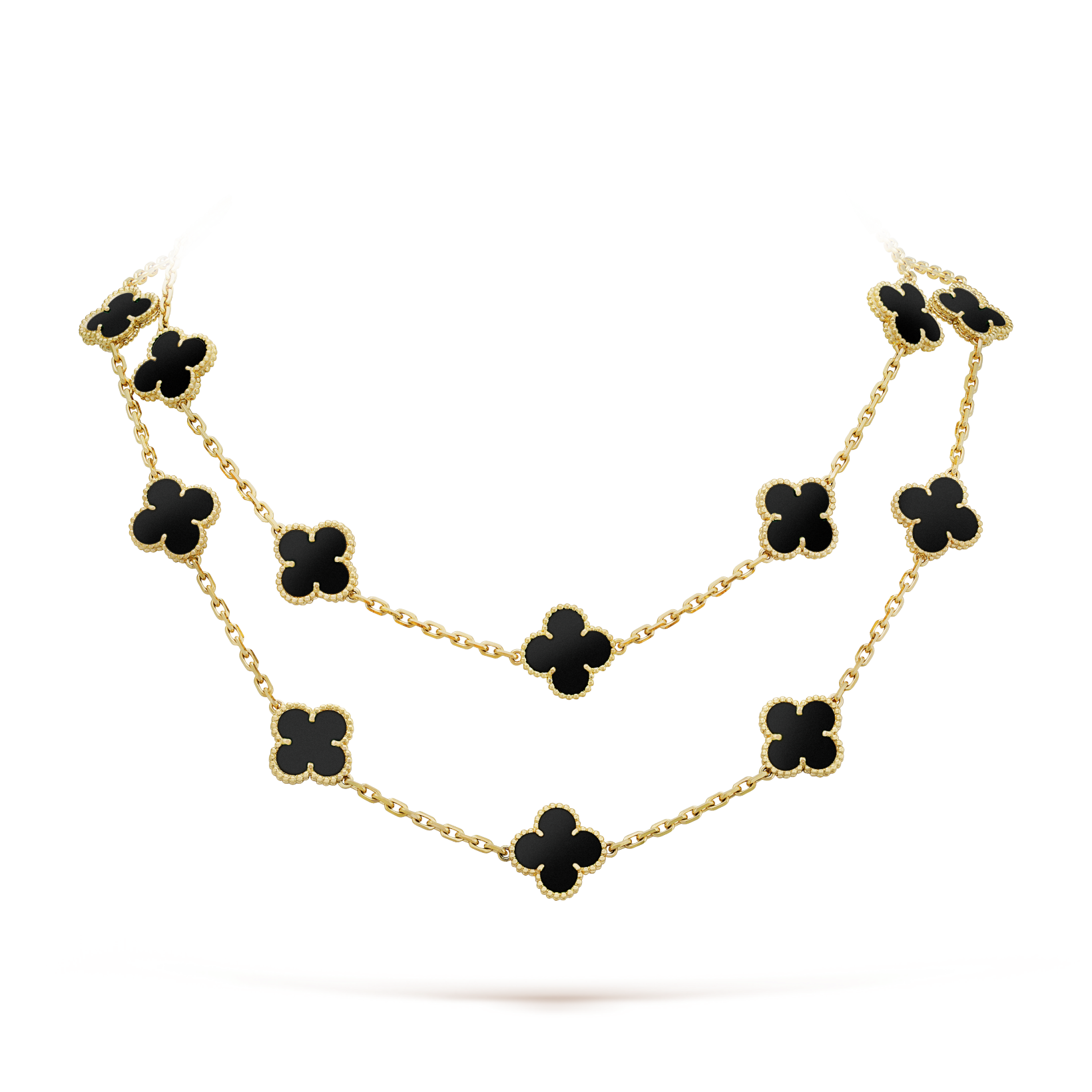 ¡®Lumi¡¯CLOVER 20 MOTIFS ONYX NECKLACE