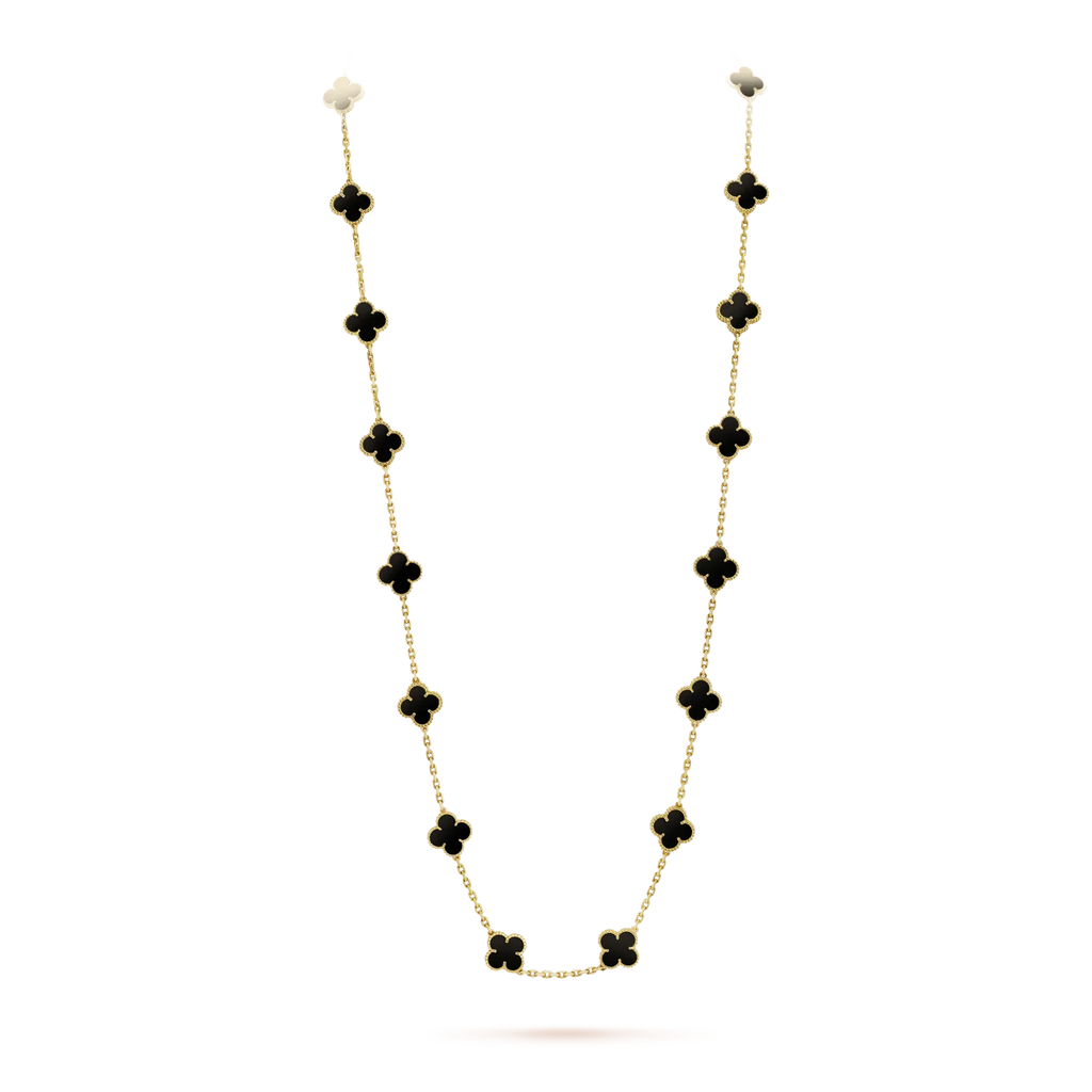 ¡®Lumi¡¯CLOVER 20 MOTIFS ONYX NECKLACE